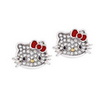 Hello Kitty Classic Crystal Earring W/ Enamel Bow